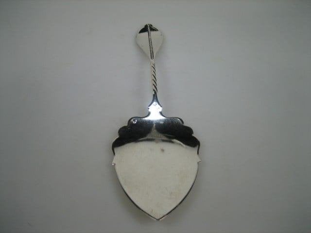 Antieke zilveren gebaksschep met getorste steel ca.1854/1896, Antiek en Kunst, Verzenden