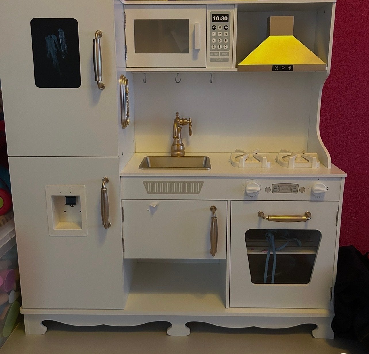 Maxx Kidz Houten Speelgoed Keuken - Wit met Gouden Details, Ophalen, Zo goed als nieuw, Hout, Speelkeuken