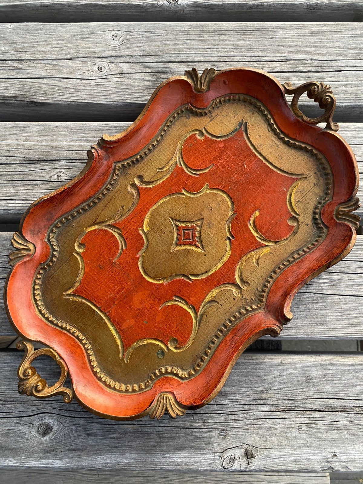 Florentijns vintage dienblaadje!, Ophalen of Verzenden, Zo goed als nieuw, Rechthoekig, Dienblad