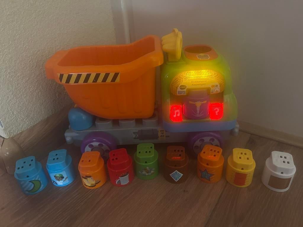 Vtech kiepauto met blokken, Ophalen, Gebruikt