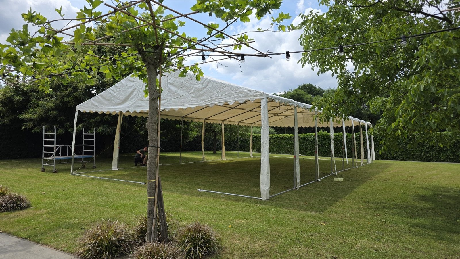 Partytent met zijwanden 8x18m - Prima staat, Ophalen, Gebruikt, Partytent, 6 meter of meer
