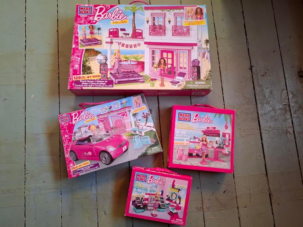 4 sets Mega Bloks Barbie bouwstenen, Kinderen en Baby's, Speelgoed | Bouwstenen, Ophalen of Verzenden, Zo goed als nieuw, Megabloks