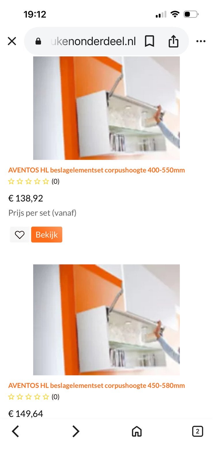 Liftsysteem magnetronkast Blum Aventos HL, Zo goed als nieuw, Minder dan 100 cm, 25 tot 50 cm, 50 tot 100 cm