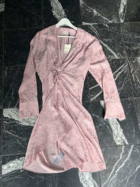 Zijde jurk Zadig & Voltaire Roze Nieuw Rozo Leo, Kleding | Dames, Maat 42/44 (L), Nieuw, Ophalen of Verzenden, Knielengte