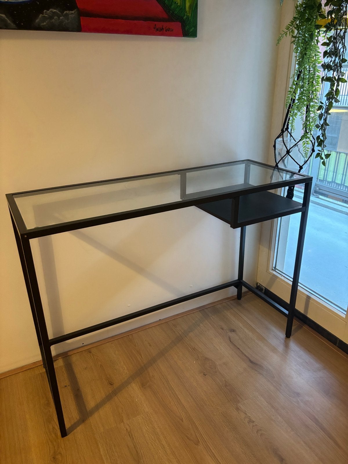 IKEA VITTSJÖ Bureau - Zwart metaal en glas, Ophalen, Gebruikt, IKEA, Modern