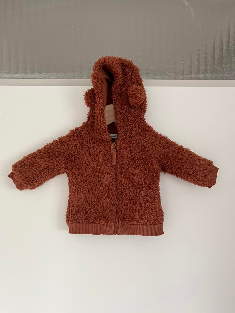 Donker bruin teddyvest met teddylook, maat 50/56 Baby Look, Kinderen en Baby's, Babykleding | Maat 50, Ophalen of Verzenden, Zo goed als nieuw