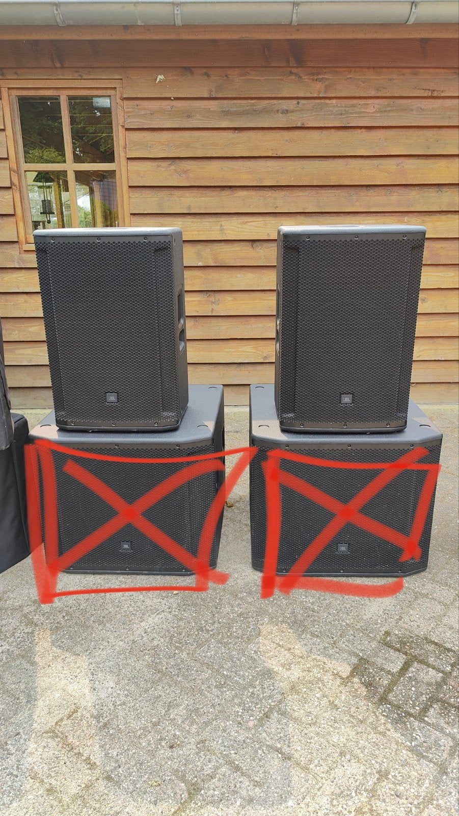 2x JBL SRX815P actieve luidsprekers incl. hoezen, Gebruikt, Inclusief kabels, JBL, Party speaker