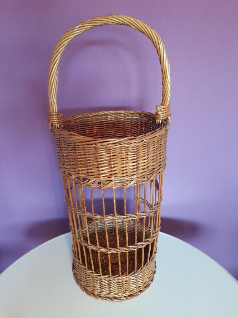 retro vintage jaren 70 rieten dranken planten mand riet, Ophalen, Mand, Rond, Zo goed als nieuw