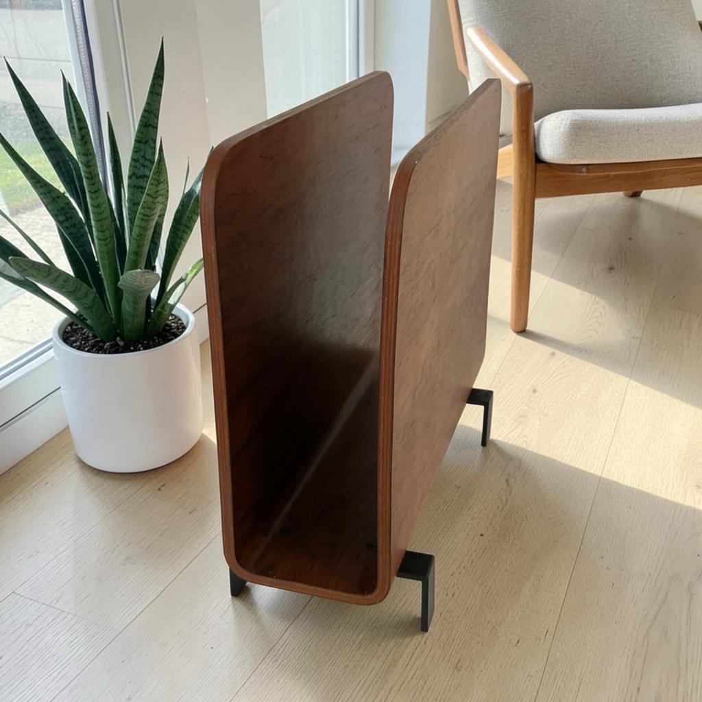 Vintage Pastoe stijl lectuurbak teak met zwart metaal 1950-6, Huis en Inrichting, Gebruikt, Pastoe, Huysmans, Ophalen of Verzenden