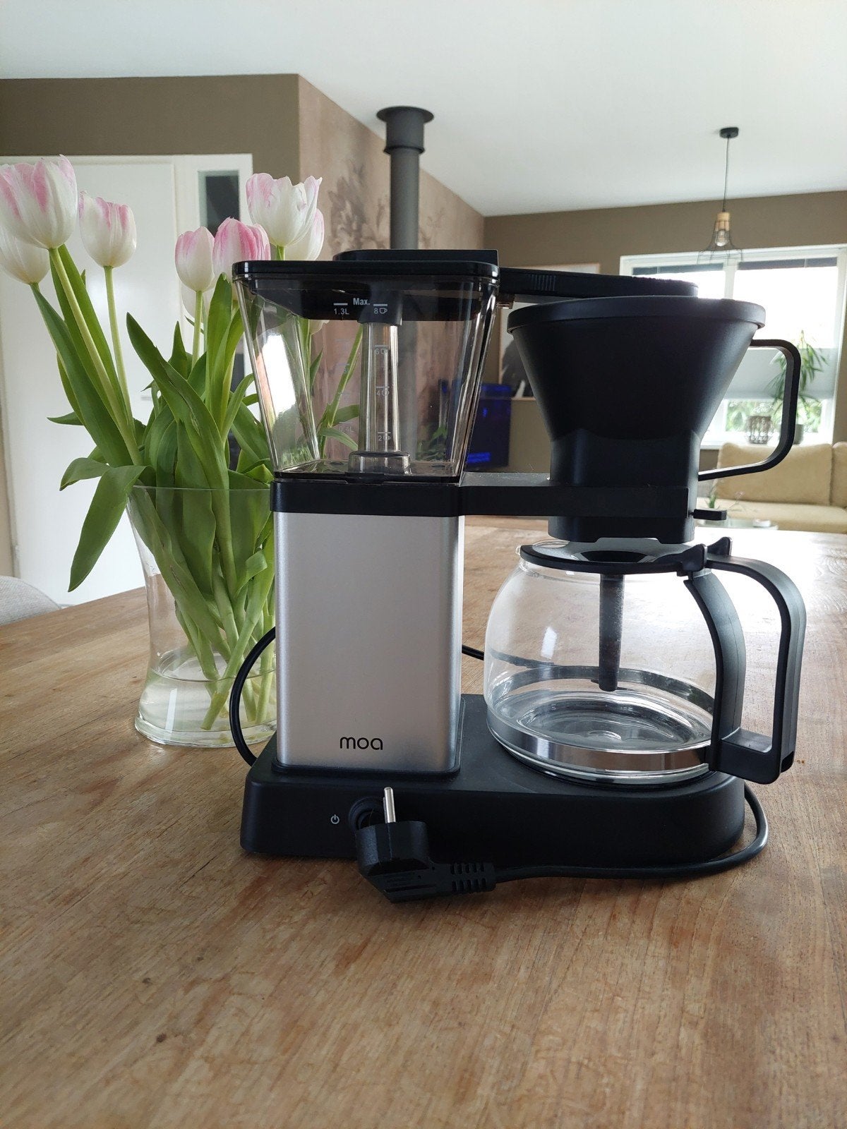 MOA Koffiezetapparaat - Zilver/Zwart, Ophalen, Koffiemachine, Gemalen koffie, Zo goed als nieuw