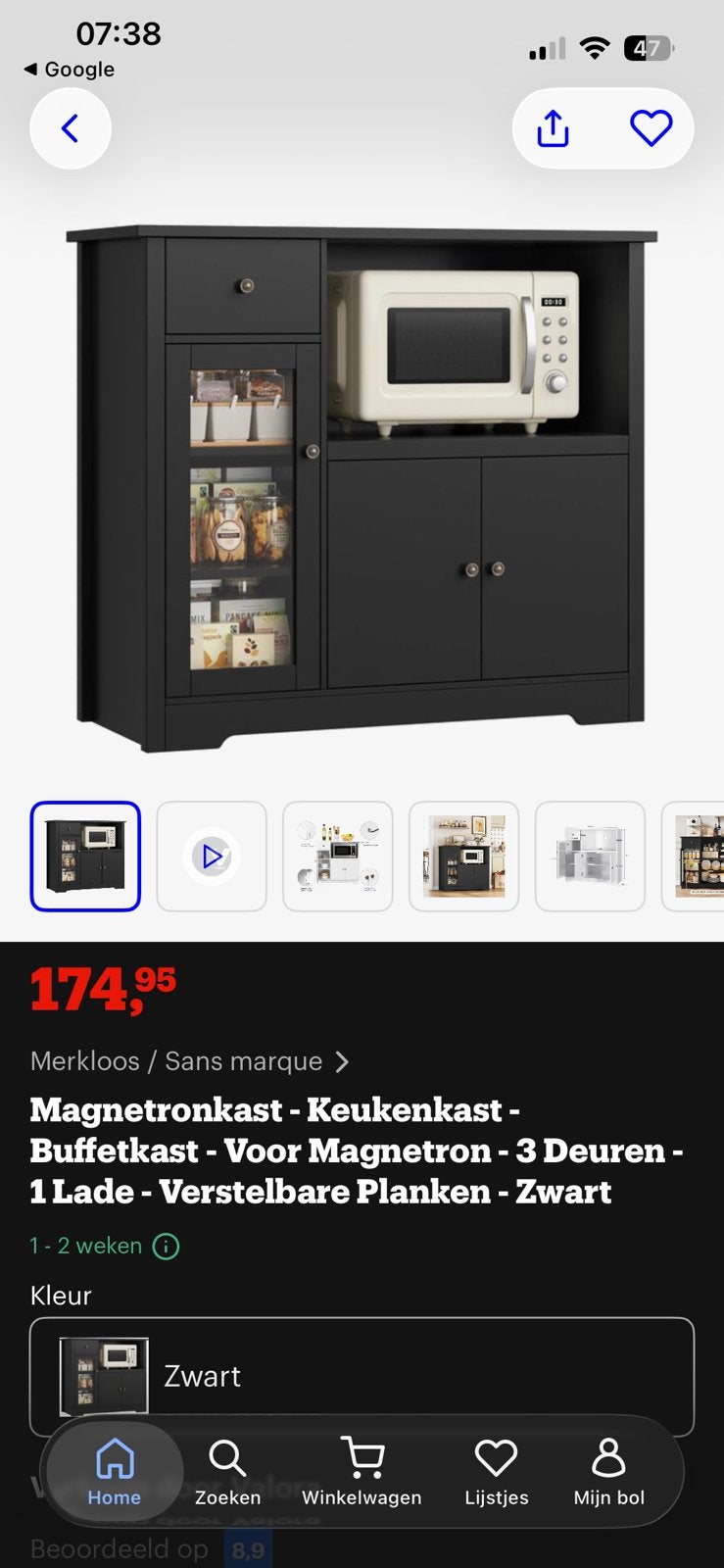 Keukenkast/magnetronkast, Ophalen, Zo goed als nieuw