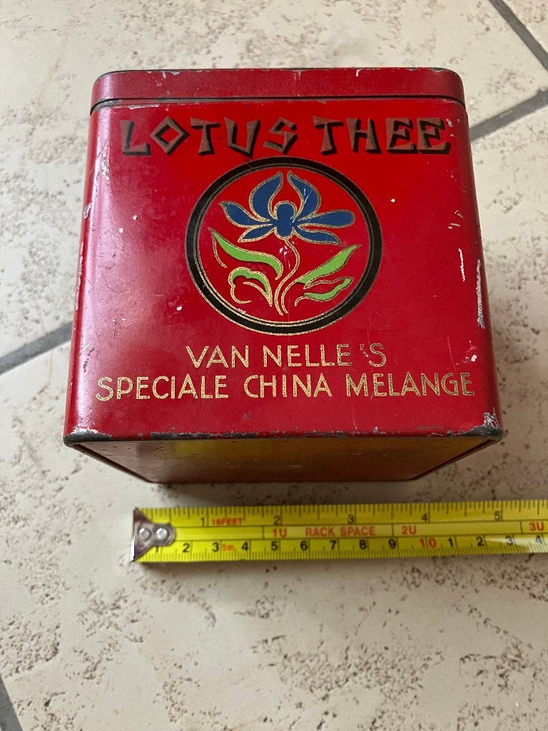 Vintage Blik Van Nelle's Lotus thee, Verzamelen, Ophalen of Verzenden, Gebruikt, Koffie, Van Nelle
