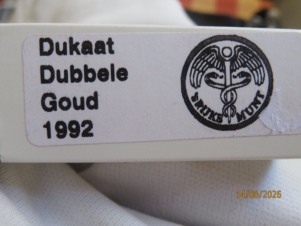 NO.213- Gouden Dubbele Dukaat 1992 Proof in doosje munt, Koningin Beatrix, Losse munt, Goud, Overige waardes