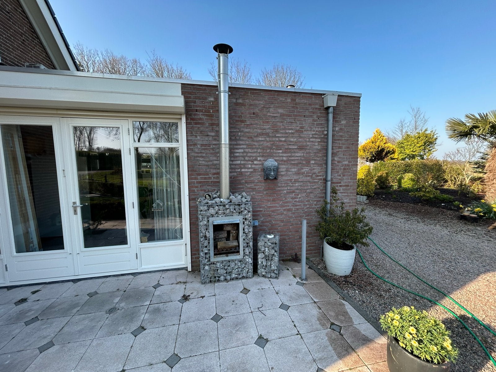 Gabion buitenhaard met RVS pijp, Tuin en Terras, Vuurkorven, Ophalen, Gebruikt, Vuurkorf