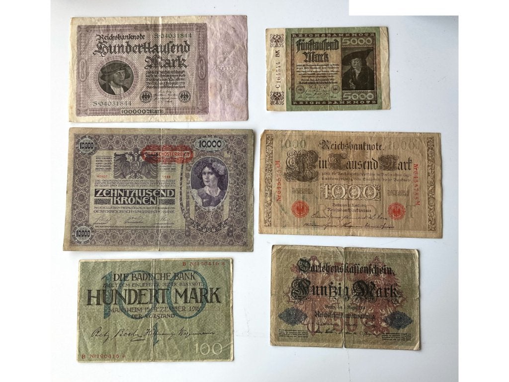 Originele Duitse hyperinflatie bankbiljetten (1910–1923), Verzenden, Duitsland, Setje
