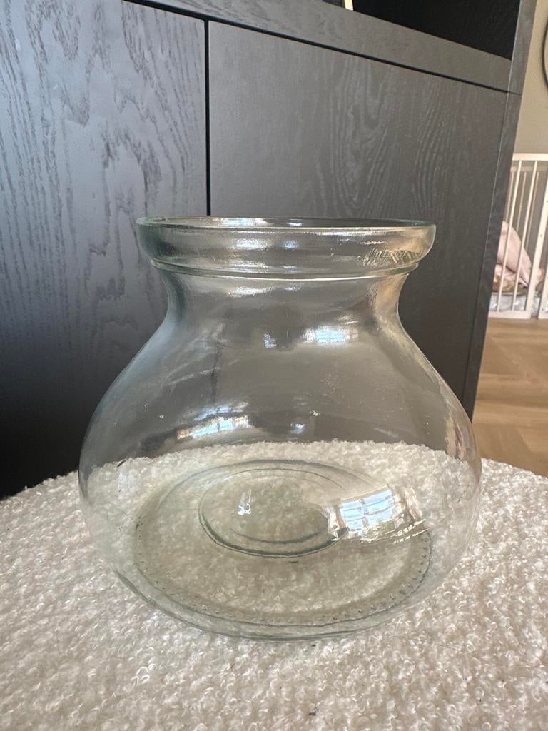 Mooie ronde glazen vaas, Ophalen, Zo goed als nieuw, Overige kleuren, Glas