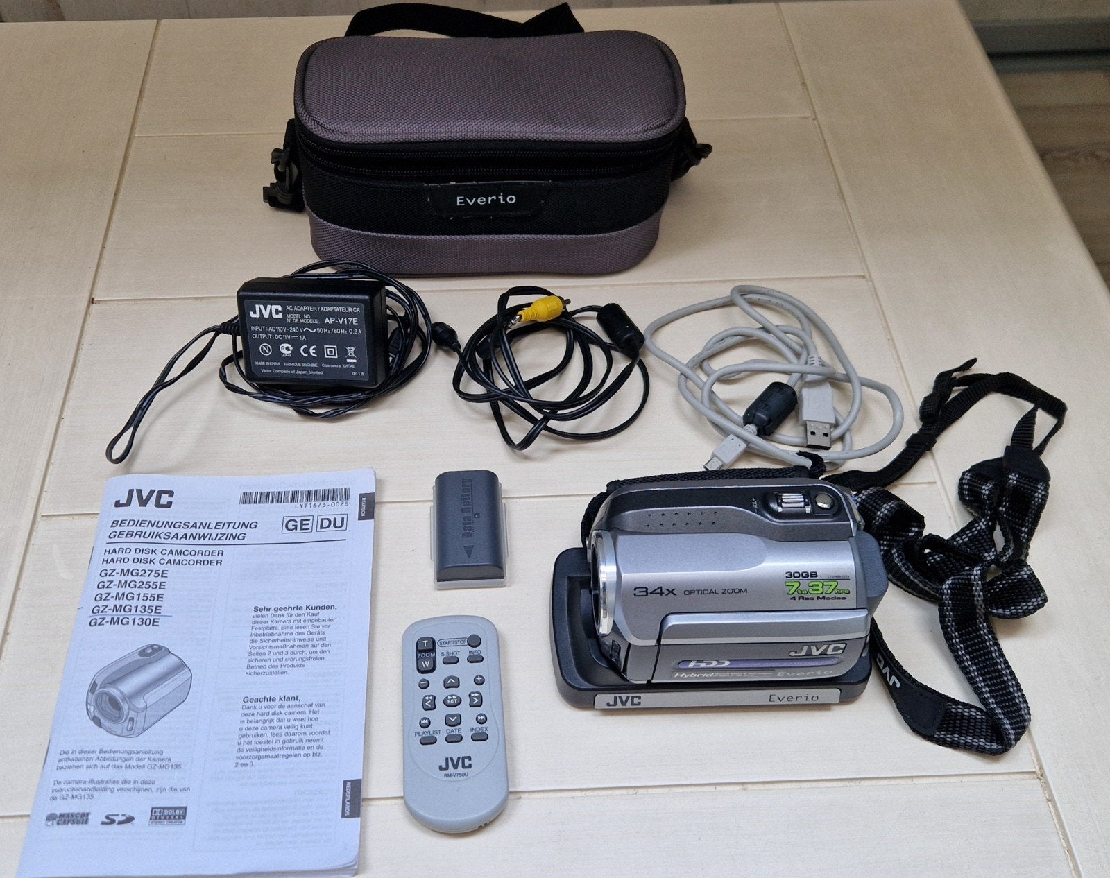 JVC Everio GZ-MG135E Harddisk Camcorder met 34x opt. zoom, Harde schijf, JVC, 20x of meer, Ophalen of Verzenden