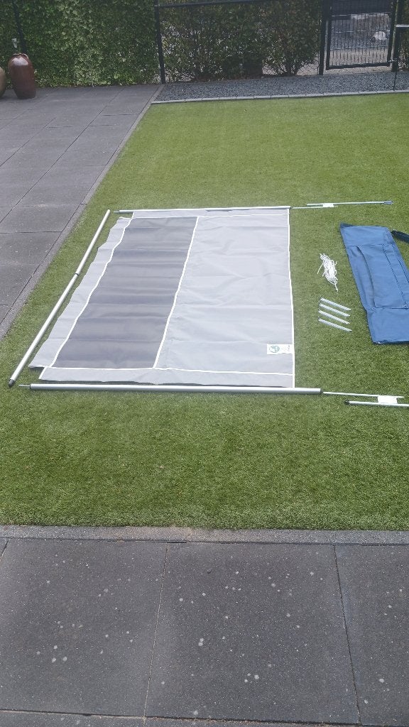 windscherm Esvo vrijstaand z.g.a.n. 1.50 hoog 2 meter breed, Ophalen, Zo goed als nieuw