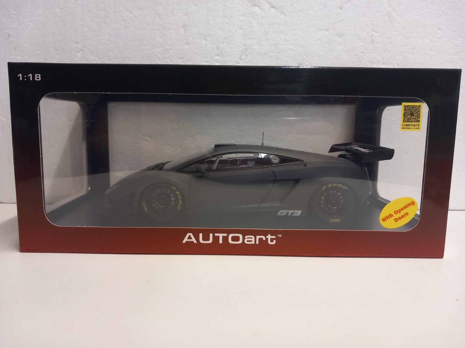 Lamborghini Gallardo GT3 mat dark grey Autoart 1:18 KRD, Ophalen of Verzenden, Zo goed als nieuw, Auto, Autoart
