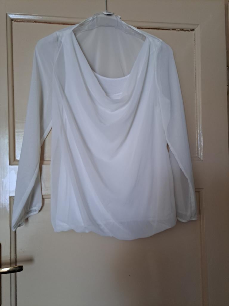 Witte blouse van Miss Etam, maat 40, Kleding | Dames, Blouses en Tunieken, Zo goed als nieuw, Maat 38/40 (M), Wit, Ophalen of Verzenden
