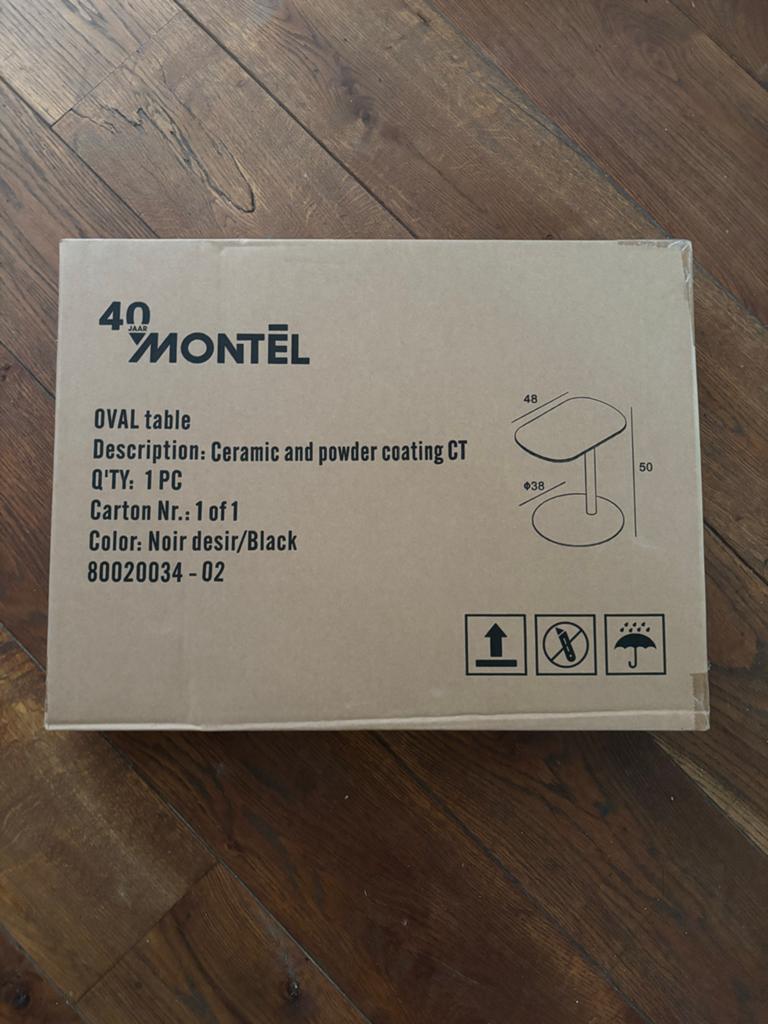 Montèl Ovale Bijzettafel Zwart Keramiek/Poedercoating, Overige materialen, Minder dan 55 cm, Nieuw, Ovaal