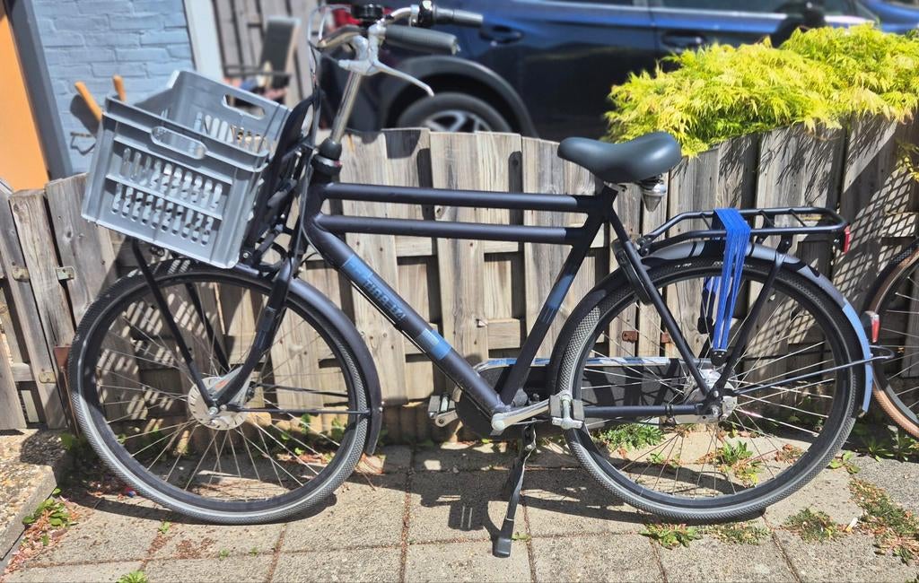 Cortina herenfiets met krat, Fietsen en Brommers, Gebruikt, Versnellingen, 57 tot 61 cm, Trommelrem