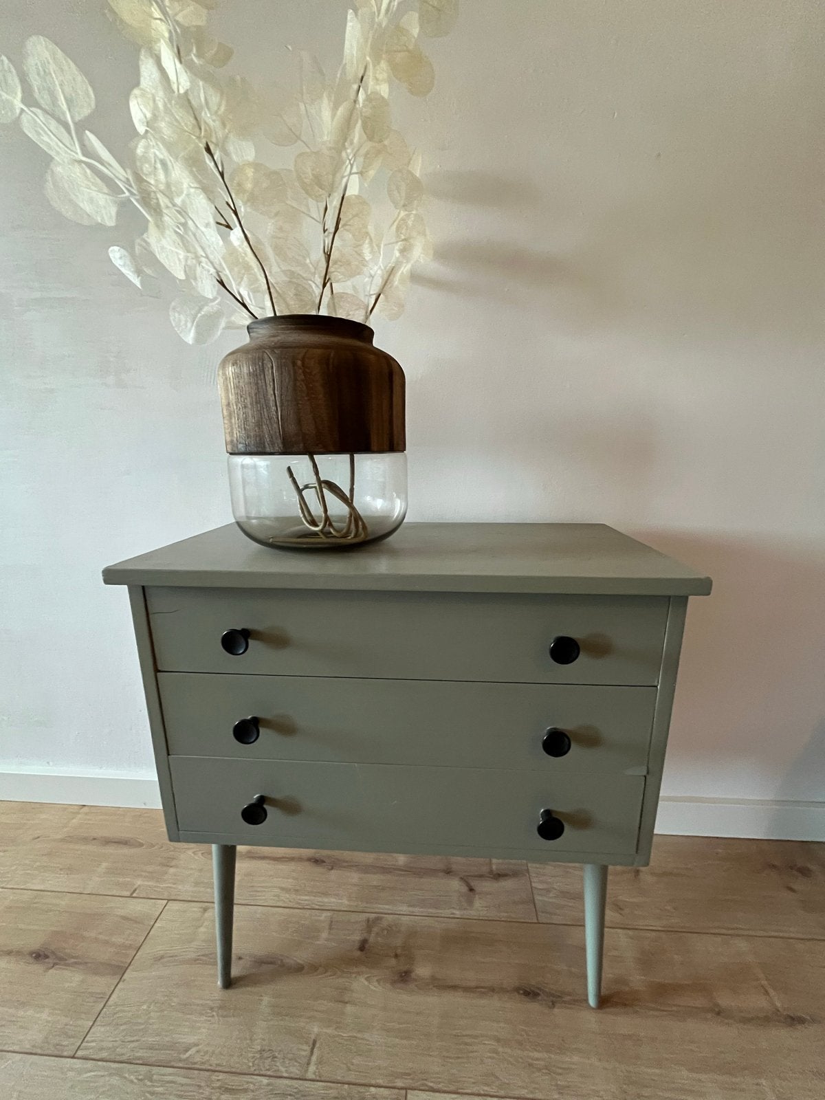Vintage ladekastje met 3 laden - Groen, Ophalen, Minder dan 50 cm, Gebruikt, 3 of 4 laden