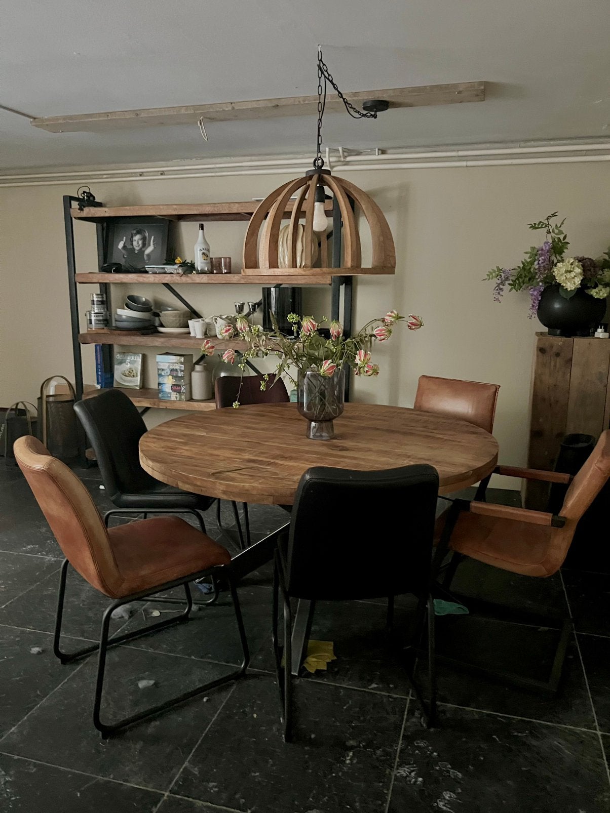 Eetkamerstoelen 6 stuks echt leder 25 p stuk, Huis en Inrichting, Stoelen, Ophalen, Bruin, Leer, Zo goed als nieuw