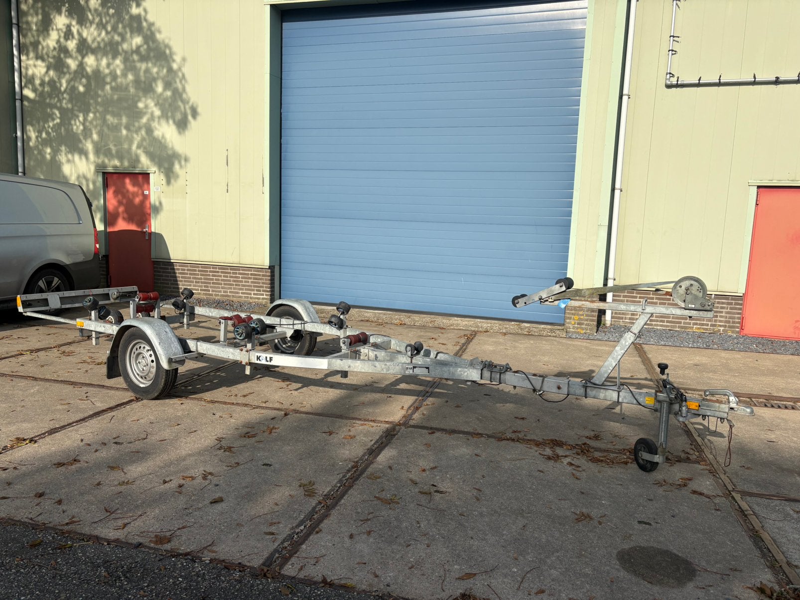 Kalf boot trailer 750 kg Knikkantel Gelgalvaniseerd, Watersport en Boten, Minder dan 1500 kg, Gebruikt, Verstelbare verlichting