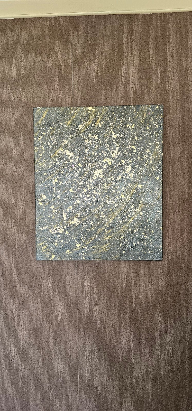 Abstract Schilderij Zwart Goud 50x60  Mixed Media gesigneerd, Ophalen of Verzenden