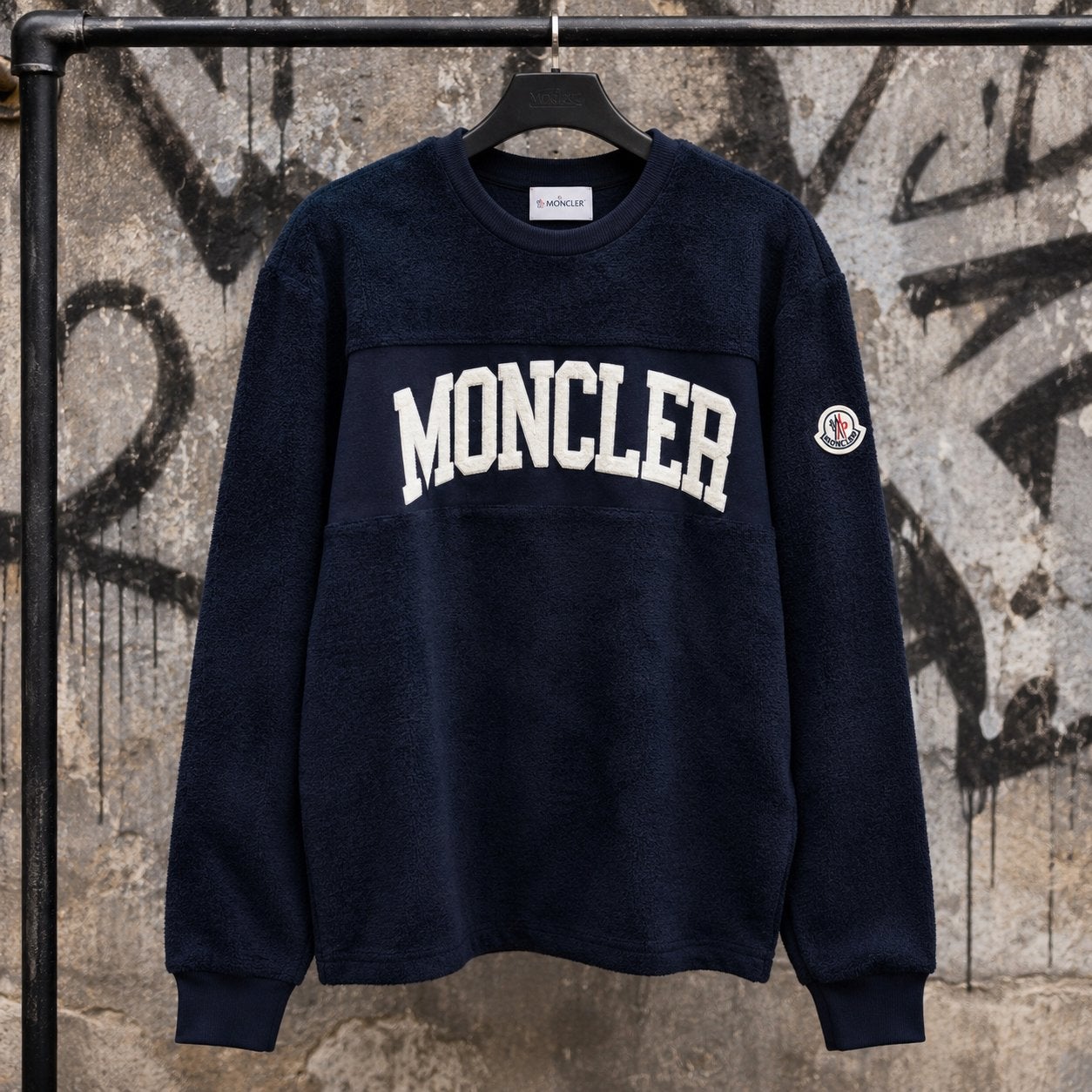 Moncler Fleece Trui - Donkerblauw met Logo, Ophalen of Verzenden, Nieuw, Overige maten, Blauw