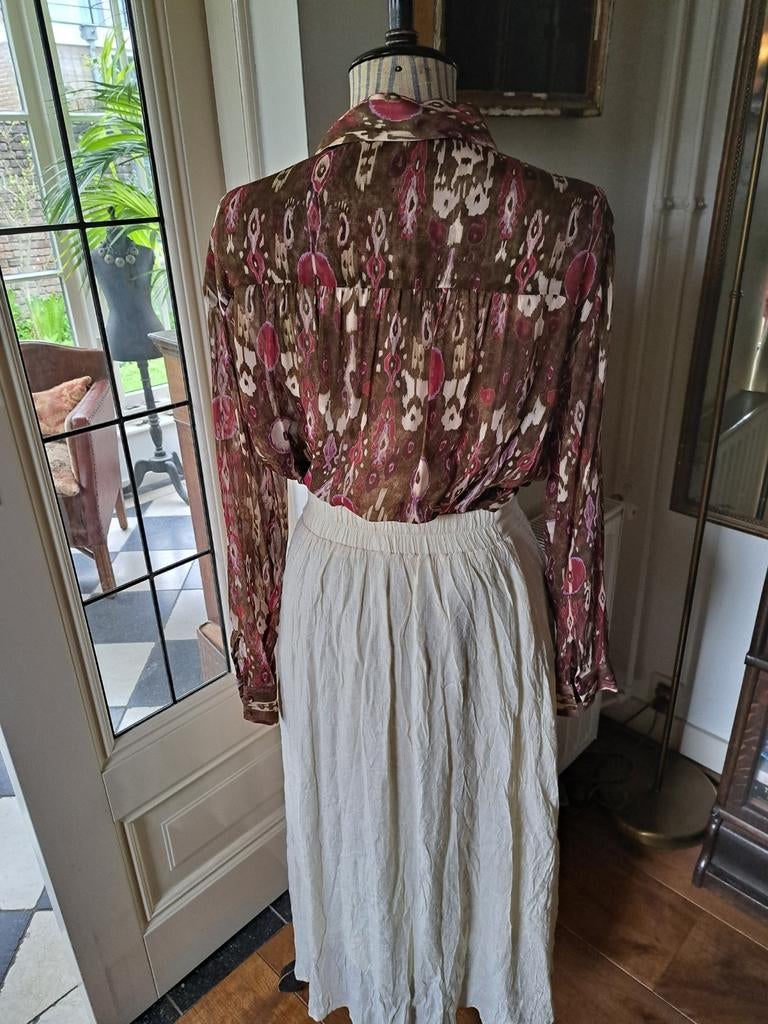 Off white zomerrok en kleurige blouse Massimo Dutti 40, Maat 38/40 (M), Massimo dutti, Wit, Ophalen of Verzenden