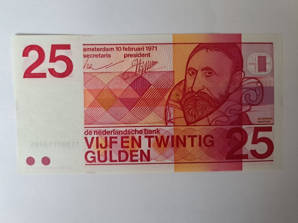 Bankbiljet 25 gulden 1971 Sweelinck, Verzenden, 25 gulden, Los biljet
