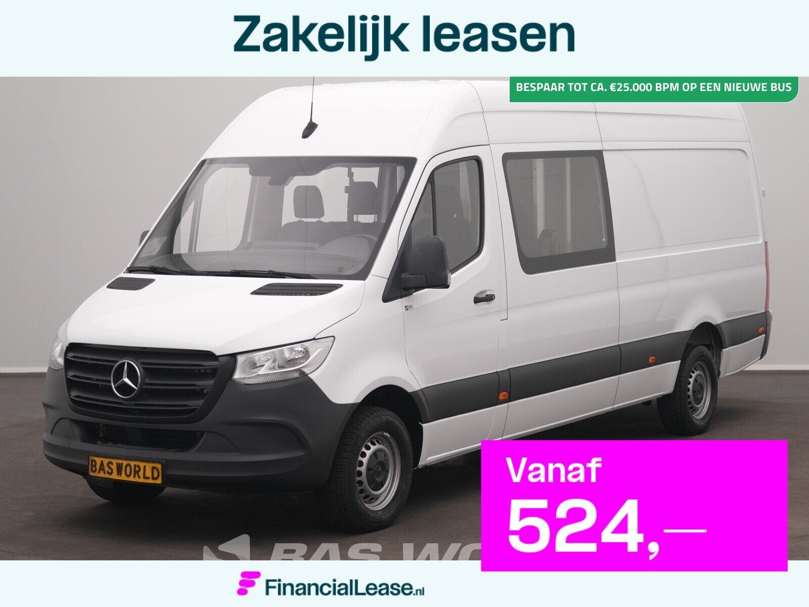 Mercedes Sprinter 319 CDI Automaat Dubbele Cabine L3H2 3,5t, Automaat, Stof, Gebruikt, Euro 6