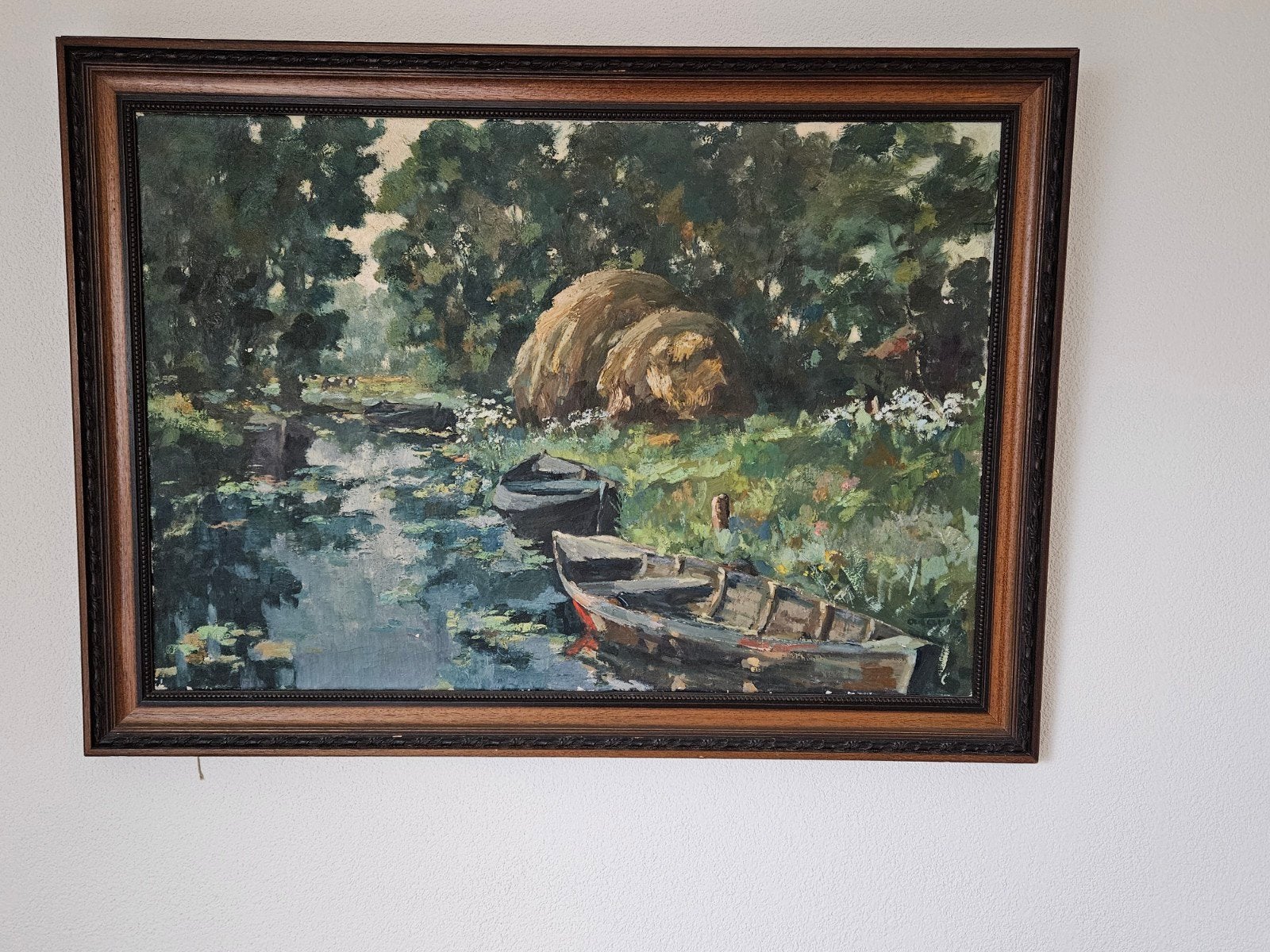 Olieverfschilderij Albert Torie - Landschap met boten, Antiek en Kunst, Kunst | Schilderijen | Klassiek, Ophalen