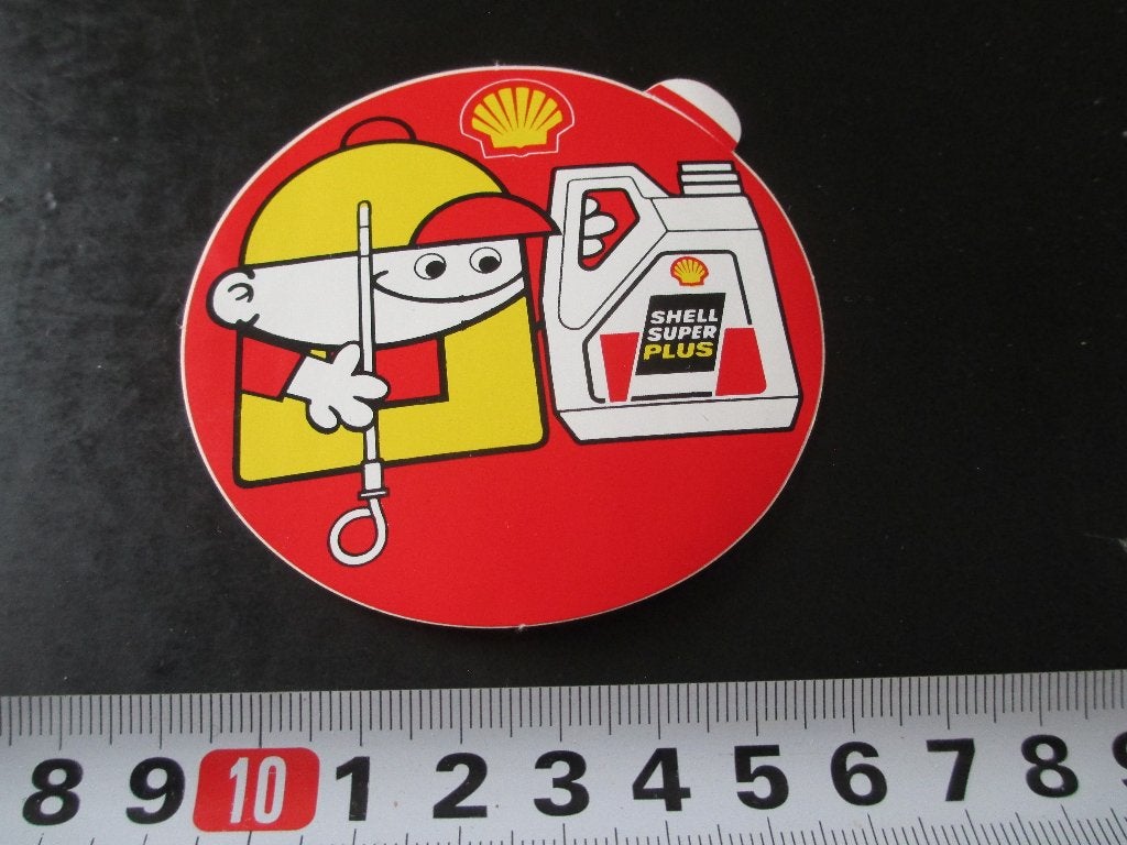 sticker SHELL strip man peilstok motorolie super plus, Verzamelen, Ophalen, Zo goed als nieuw