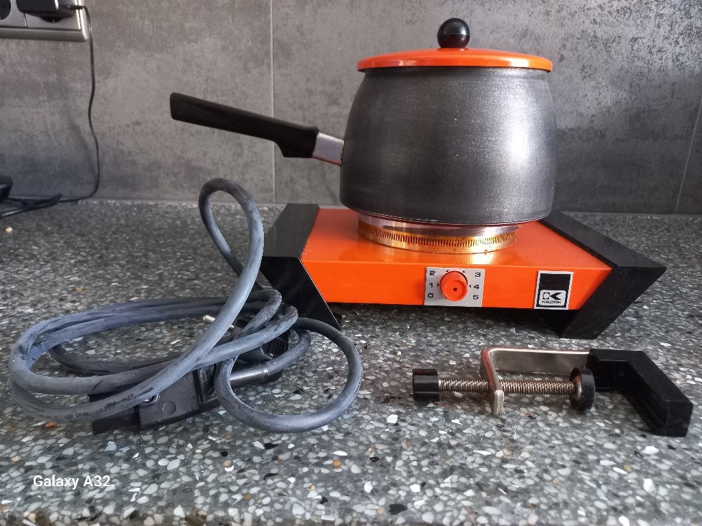Retro oranje fondueset, elektrische fonduepan van Kalorik, Ophalen of Verzenden, Zo goed als nieuw, Elektrisch, Fondueset