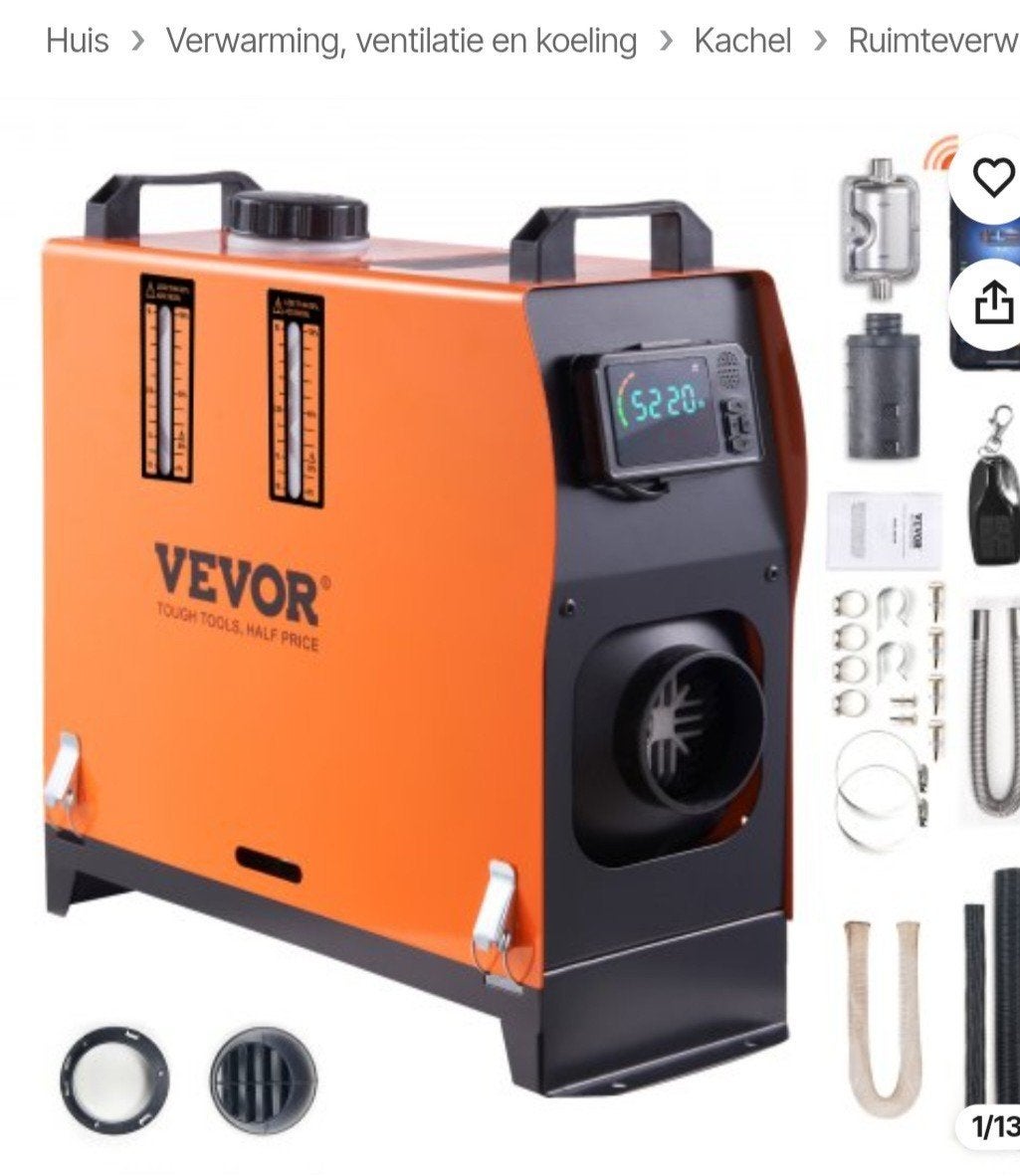 Vevor Diesel Luchtverwarmer - Draagbare Kachel 5KW, Huis en Inrichting, Nieuw, Ophalen of Verzenden, Vrijstaand, Overige soorten
