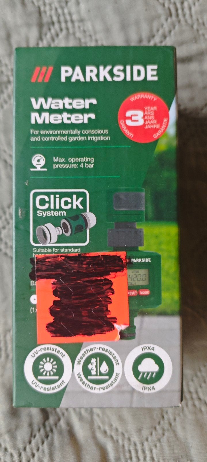 Parkside Watermeter met click systeem - Nieuw in doos, Tuin en Terras, Tuinslangen, Nieuw, Overige typen, Ophalen of Verzenden