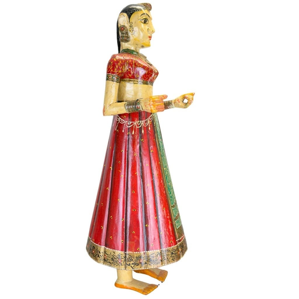 Houten beeld – Rajasthani bruid – 74 cm, Antiek en Kunst, India, Ophalen of Verzenden, Houtsnijwerk, Hout