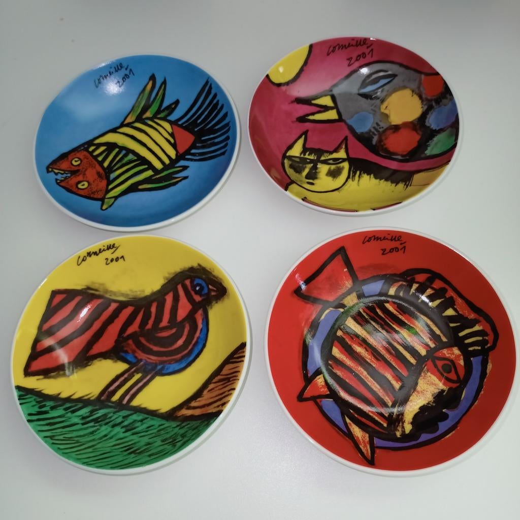 Vintage corneille bakjes, kleurig gedecoreerd, 2001., Ophalen of Verzenden, Zo goed als nieuw, Overige stijlen, Schaal of Schalen