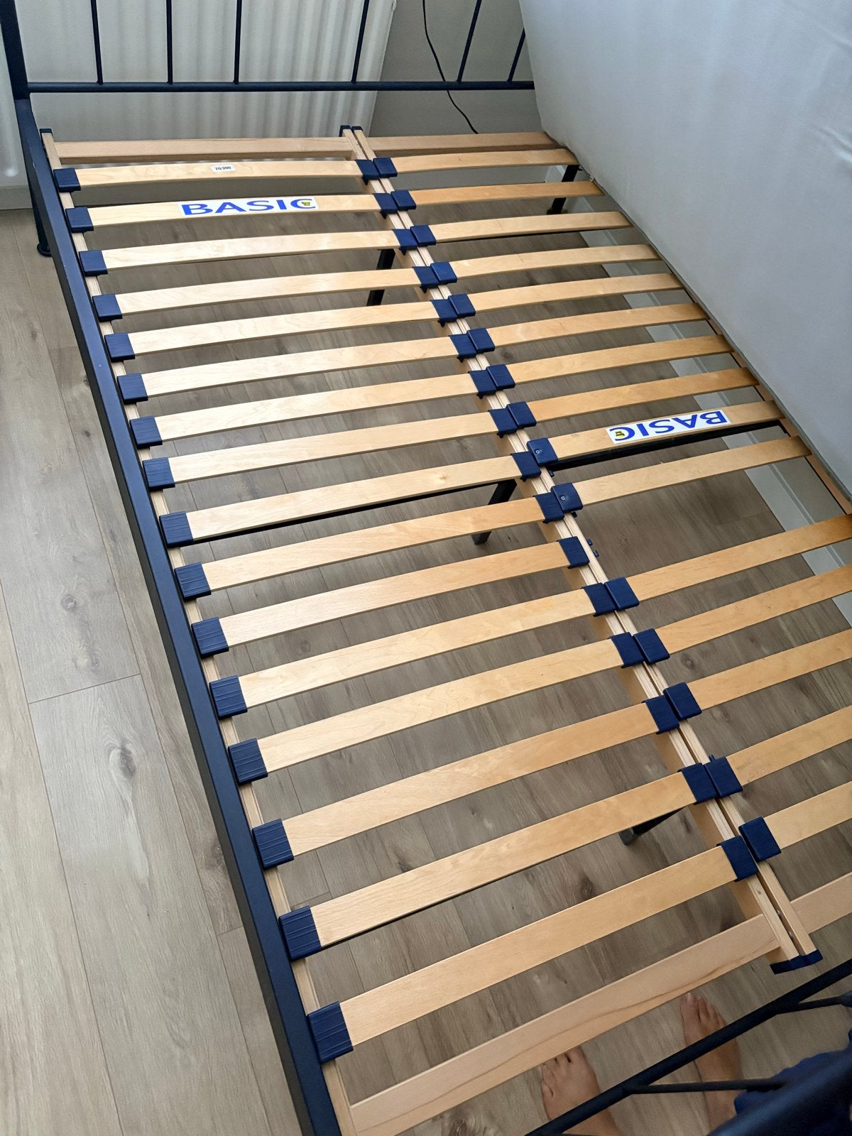 IKEA Leirvik bedframe en lattenbodem, excl matras (140x200), Huis en Inrichting, Gebruikt, Zwart, Tweepersoons, ZONDER MATRAS