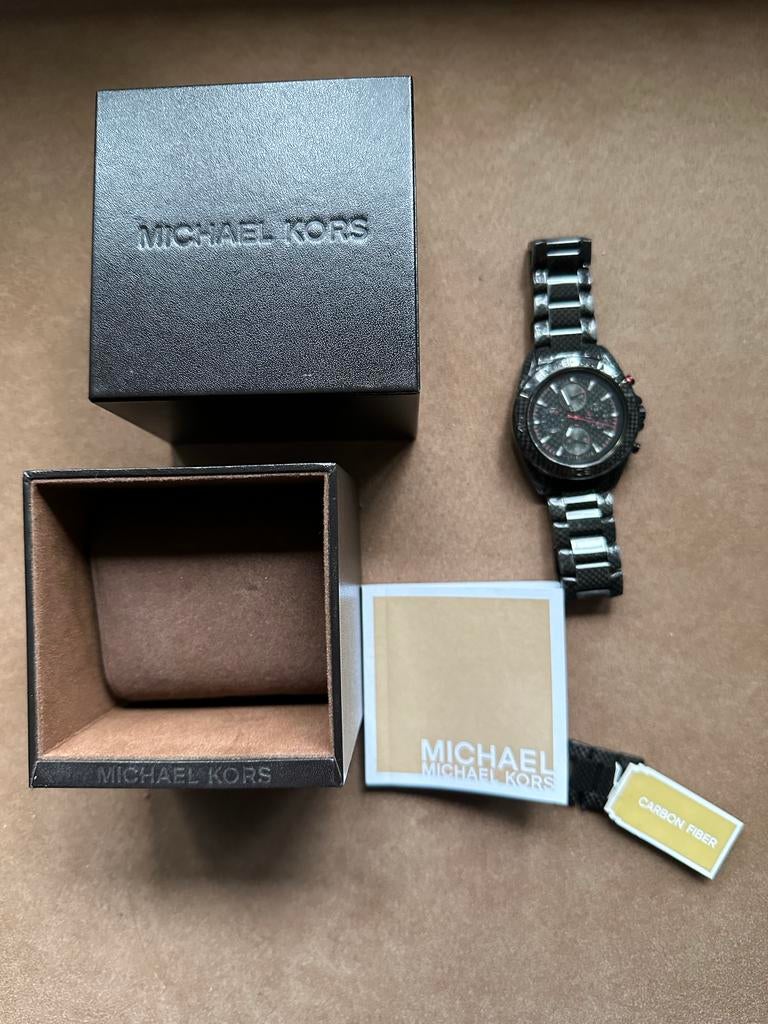 Michael Kors Carbon Horloge MK-8455 - Heren, Overige materialen, Polshorloge, Overige materialen, Zo goed als nieuw