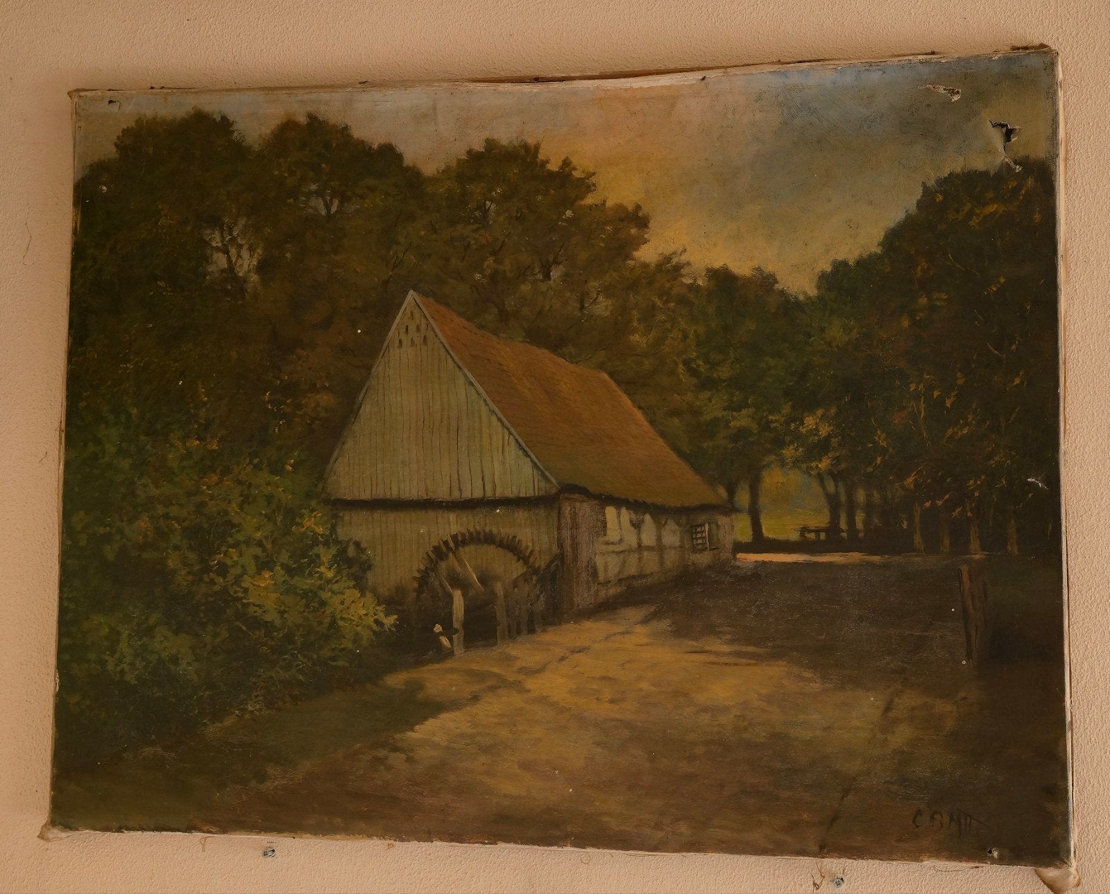Olieverf schilderij Watermolen bosrijk landelijk gelegen is, Ophalen of Verzenden