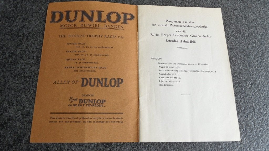 TT Assen 1925 motorwegrace programmaboekje, Replica 1987 Rol, Ophalen of Verzenden, Zo goed als nieuw, Motoren
