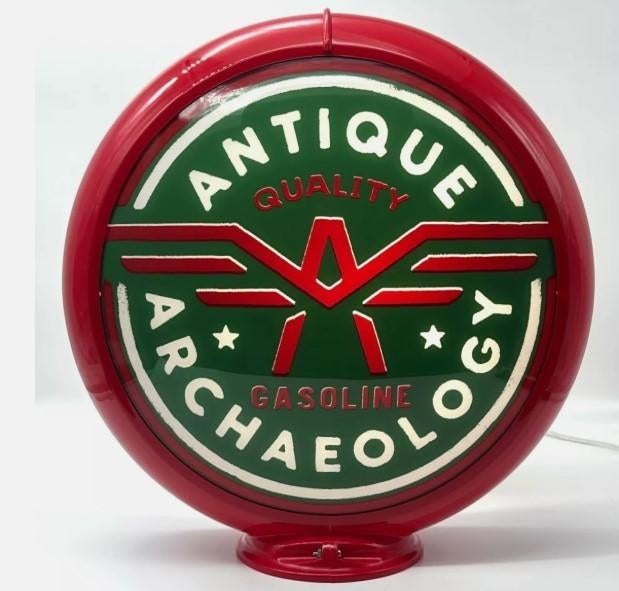 Antique archaeology benzinepomp globe the american pickers, Verzamelen, Ophalen of Verzenden, Zo goed als nieuw, Lichtbak of (neon) lamp