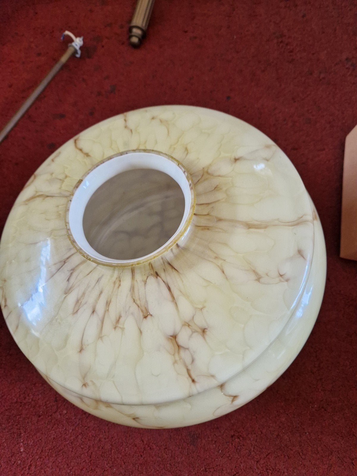 Vintage Plafondlamp met Gemarmerd Glas, Antiek en Kunst, Ophalen