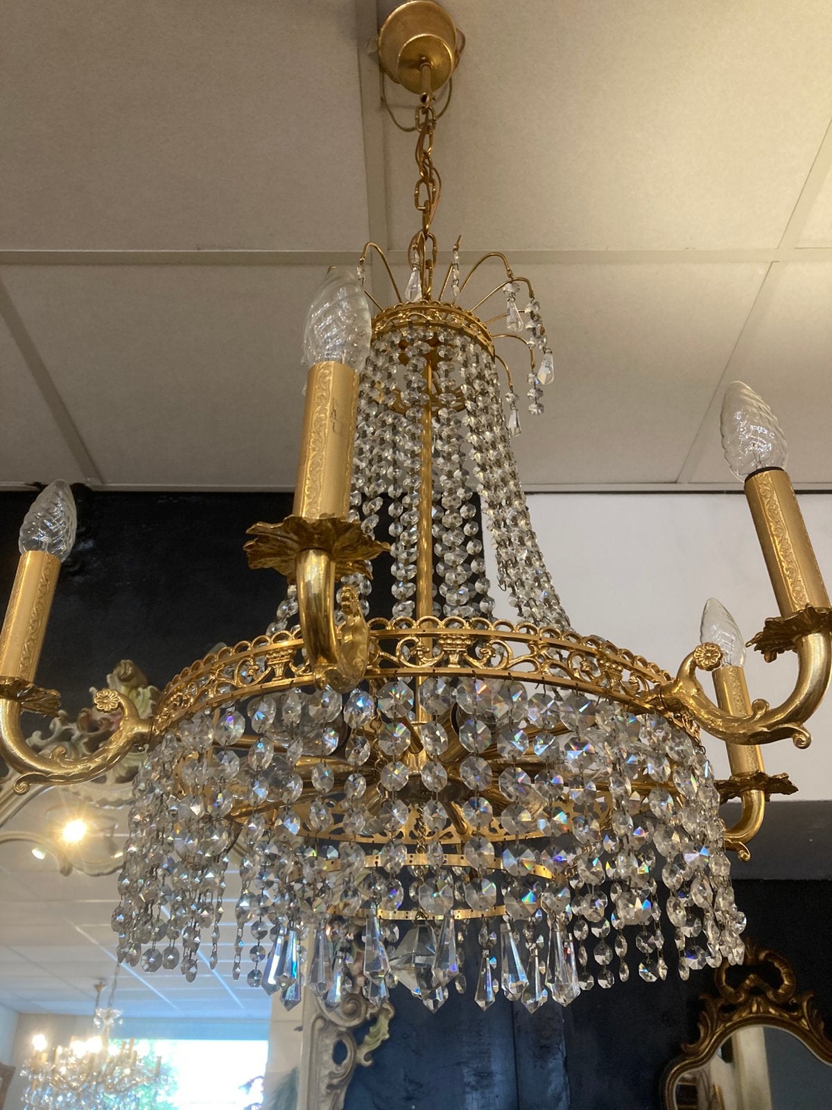 Strass Cristal kroonluchter en 2 wandlampen, Ophalen