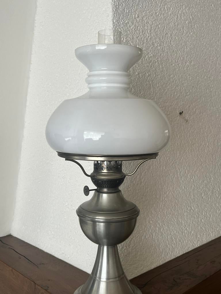 Tafellamp (tinnen look), Antiek en Kunst, Antiek | Lampen, Ophalen
