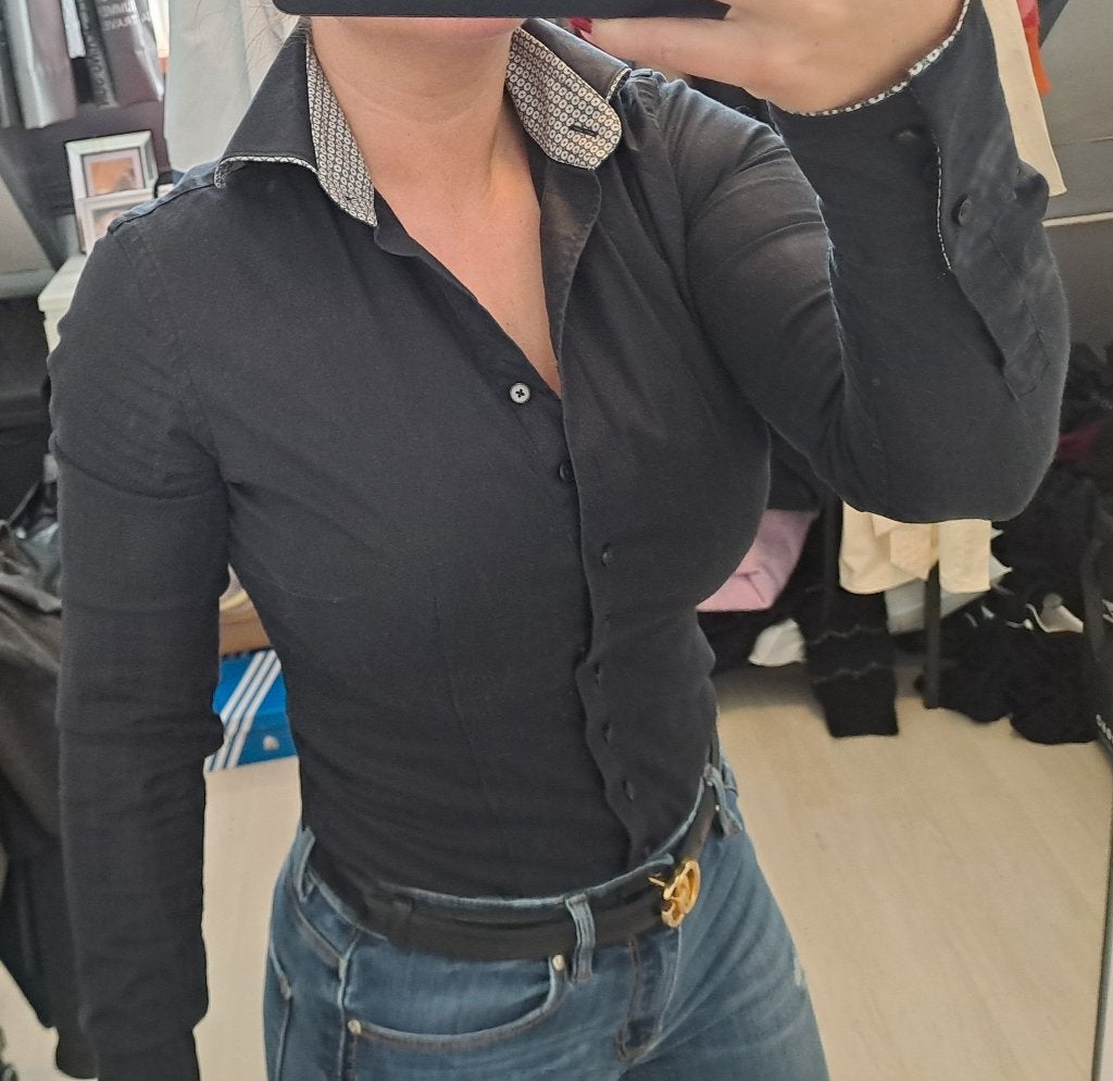 Zwarte blouse., Kleding | Dames, Blouses en Tunieken, Verzenden, Zwart, Cavallaro, Zo goed als nieuw